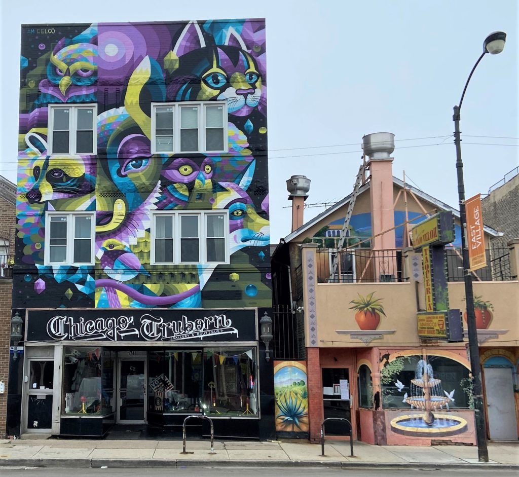 truborn-gallery beautiful mural on exterior of Chicago Truborn gallery