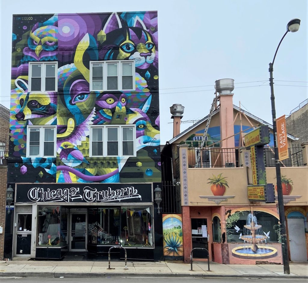 beautiful mural on exterior of Chicago Truborn gallery