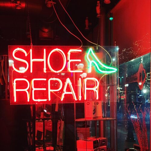 neon sign for Red Star Cobbler