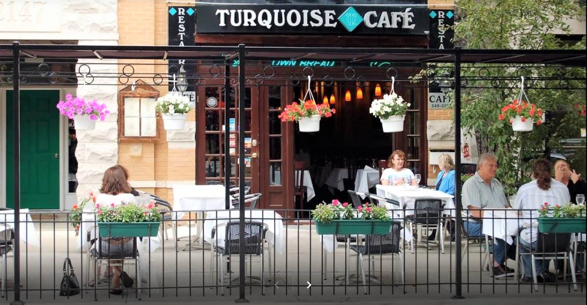 Turkish cuisine served on patio at Turquoise restaurant