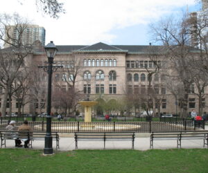 View of The Newberry Library from Washington Square Park